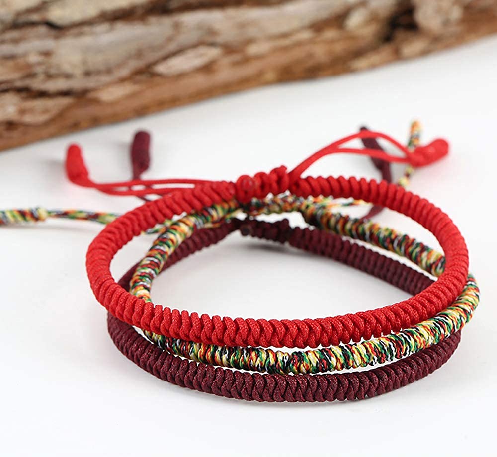 MENGLINA Men Women Chinese Lucky Red String Bracelet Tibetan Buddhist Prayer Handmade Yoga Prayer Rope Mala Bracelet Adjustable Size - Image 3